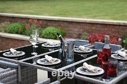 Rattan Cube 10 Seater Garden Furniture Outdoor Patio Chair & Table Set (Grey)