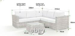 Rattan Florida Garden Set Mixed Grey 5 Seater Corner Sofa With Coffee Table