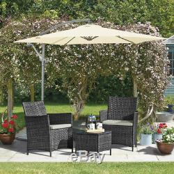 Rattan Garden Bistro Furniture Set 3pc Outdoor Patio Conservatory Table & Chairs