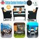 Rattan Garden Furniture 4 Piece Set Table And Chairs Sofa Outdoor Set Yard Black
