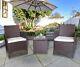 Rattan Garden Furniture Bistro 3pc Set Conservatory Patio Outdoor Chairs & Table