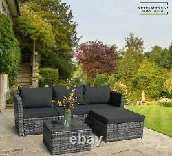 Rattan Garden Furniture Corner Lounger Sofa Set 4 Seat Seater Patio Conservatory