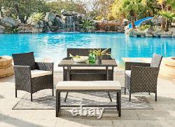 Rattan Garden Furniture Dining Set Conservatory Patio Outdoor Table Chairs Bench