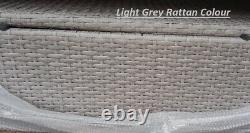 Rattan Garden Furniture Light Grey Outdoor Patio Dining Set Corner L-Shaped Sofa
