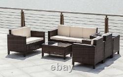 Rattan Garden Furniture Lounge Set Black Brown Outdoor Sofa Chair Corner Patio