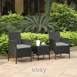 Rattan Garden Furniture Set 3 Piece Outdoor Bistro Table Chairs Patio Wicker