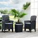 Rattan Garden Furniture Set 3 Piece Table Chairs With Seat Cushion Outdoor Patio