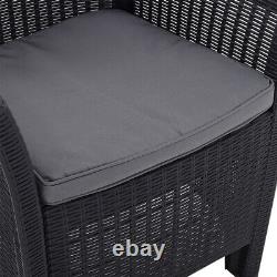 Rattan Garden Furniture Set 3 Piece Table Chairs with Seat Cushion Outdoor Patio