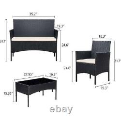 Rattan Garden Furniture Set 4 Piece Chairs Sofa Coffee Table Outdoor Patio Set