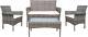 Rattan Garden Furniture Set 4 Piece Sofa Chair Table Outdoor Lounge Wicker Grey