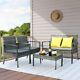 Rattan Garden Furniture Set 4 Piece Table Chair Sofa For Outdoor Grey