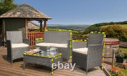 Rattan Garden Furniture Set 4 Piece chairs sofa Table Outdoor Patio Conservatory