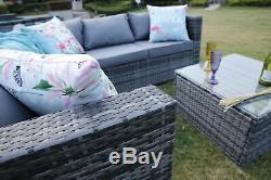 Rattan Garden Furniture Set 5 Seater Corner Sofa Set Patio Conservatory Grey