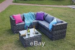 Rattan Garden Furniture Set 5 Seater Corner Sofa Set Patio Conservatory Grey