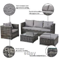 Rattan Garden Furniture Set 6 Pieces Patio Outdoor Sofa Set All weather (Grey)