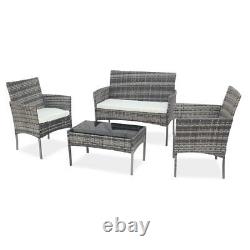 Rattan Garden Furniture Set Conservatory Patio Outdoor Table Chairs Sofa Gray UK