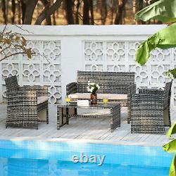 Rattan Garden Furniture Set with 2 Chairs Sofa Coffee Table Wicker Outdoor