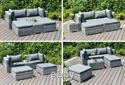 Rattan Garden Furniture Sofa Enzo Lounge Bed 5 Piece Set In or Outdoor