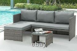 Rattan Garden Furniture Sofa Set Grey Brown Patio Outdoor Corner Lounge L-Shape