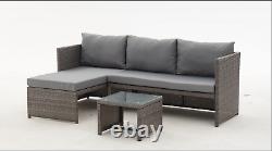 Rattan Garden Furniture Sofa Set Grey Brown Patio Outdoor Corner Lounge L-Shape