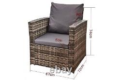 Rattan Garden Furniture Sofa Set With Gas Firepit Table 2 Arms Chairs & 2 Seater