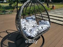Rattan Garden Hanging Egg Swing Chair with Cushion (Large double seater)