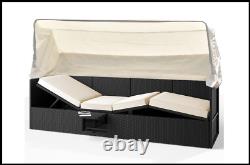 Rattan Garden Sofa Bench Sun Lounger Patio Double Day Bed Outdoor Recliner Bed