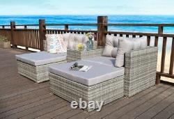 Rattan Garden Wicker Outdoor Sun Lounger Sofa Furniture Set Cube Corner Dining