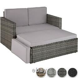 Rattan Lounge Sofa Double Chair Furniture Stool Set Cushion Garden Seating New