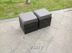 Rattan Small Footstool Outdoor Garden Furniture patio furniture grey in 2 pcs