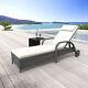 Rattan Sun Lounger Wicker Recliner Bed Garden Furniture Withcushion Adjustable