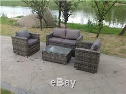 Rattan Wicker Conservatory Outdoor Garden Furniture Grey Set Corner Sofa Table