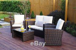 Rattan Wicker Weave Garden Furniture Conservatory Sofa Set With Free Rain Cover