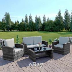 Rattan Wicker Weave Garden Furniture Conservatory Sofa Set With Free Rain Cover