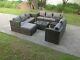 Rattan Sofa Set Oblong Coffee Table Chairs Footstools Outdoor Garden Furniture
