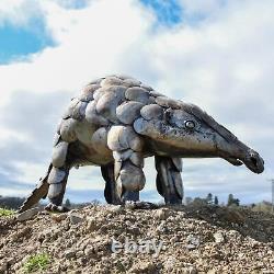 Recycled Metal Pangolin Garden Sculpture Tail Down