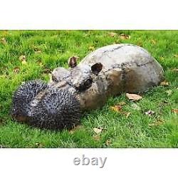 Recycled Patchwork Metal Hiding Hippo Garden Sculpture and Decoration