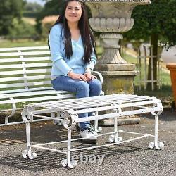 Robust Wrought Iron Garden Table in Cream Outdoor Furniture