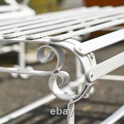 Robust Wrought Iron Garden Table in Cream Outdoor Furniture