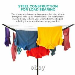 Rotary Airer 4 Arm Clothes Garden Washing Line Dryer 45M Folding Outdoor Spike