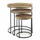Round Solid Wood Nest Of 3 Tables Side End Lamp Table