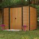 Rowlinson Woodvale 8x6 Metal Garden Storage Shed Wood Effect