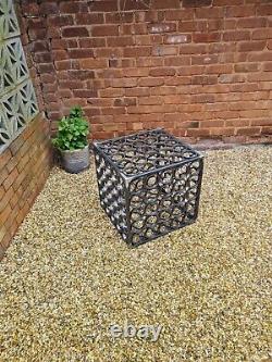 Rustic Metal Garden Art Ornamental Cube