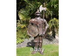 Rustic Metal Suit Of Armour Medieval Knight Statue Ornament H140cm Garden Decor