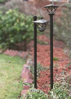 SWGSL51 Pair of Black Garden Outdoors Rechargeable Solar Powered Post Lights