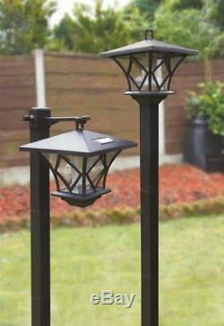 SWGSL51 Pair of Black Garden Outdoors Rechargeable Solar Powered Post Lights