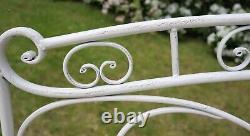 Salvora French Style Folding Metal Garden Bench, Antique White-GF11W