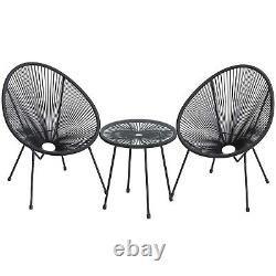 Set of 3 Indoor Outdoor Furniture Garden Patio String Egg Chair & Coffee Table