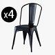 Set Of 4 Tolix Style Metal Dining Chairs Black Industrial Home Garden Chairs Uk
