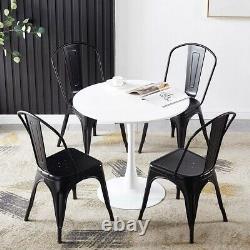 Set of 4 Tolix Style Metal Dining Chairs Black Industrial Home Garden Chairs UK